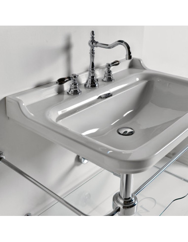 WALDORF konstrukcija izlietnei 80cm ar stikla plauktu, hromēts - 4