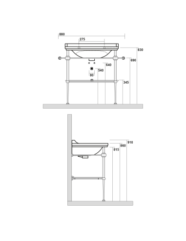 WALDORF konstrukcija izlietnei 80cm ar stikla plauktu, hromēts - 5
