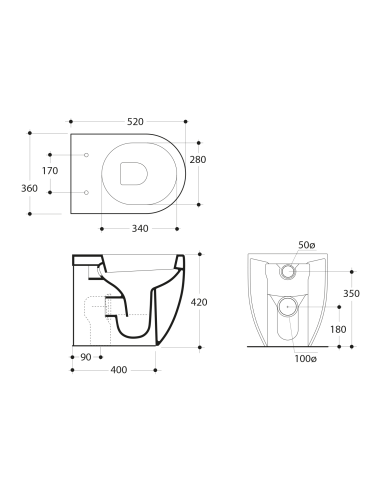FLO WC pods 36x42x51,5cm, S-trap/P-trap - 5