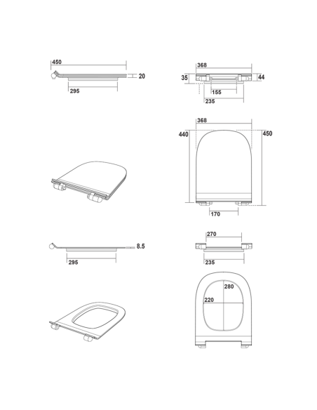 FLO SLIM Soft Close tualetes sēdeklis, balts - 5