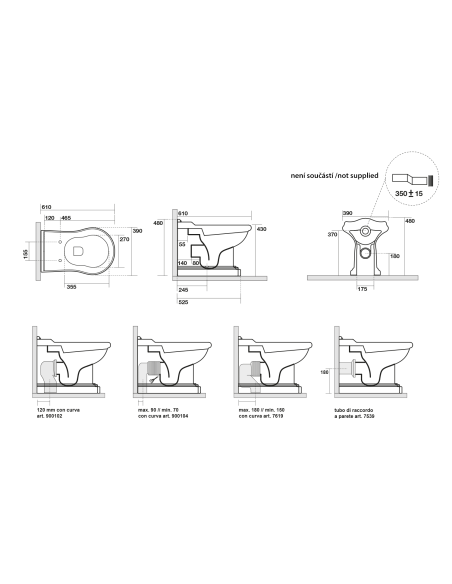 RETRO WC Pan 39x43x61cm, S-trap/P-trap - 2