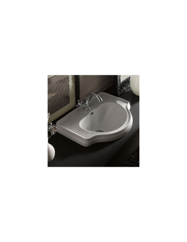 RETRO keramikas izlietne 62x45,5cm, iebūvēta, 3 atveres mikserim, balta - 5