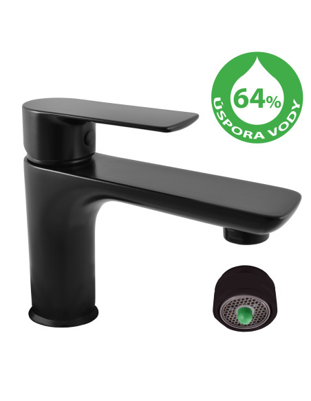 Water-saving basin lever mixer  VLTAVA ECO BLACK MATT - Barva černá matná,Rozměr 1/2'',Povrchová úprava Černá matná