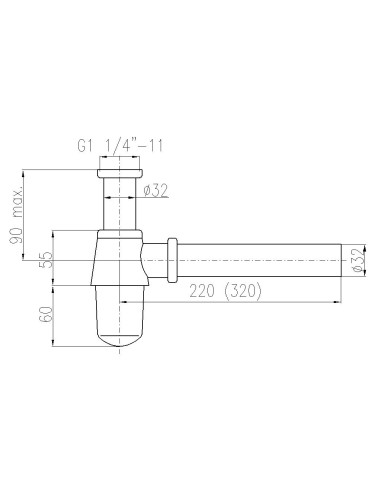 Сифон для умывальника цельнометаллический, круглый ХРОМОВЫЙ - Barva Chrom,Rozměr 30 cm
