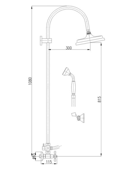 Смеситель для душа МОРАВА РЕТРО - Barva Chrom,Rozměr 150 mm