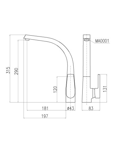 Смеситель для кухни - Barva Chrom,Rozměr 3/8''