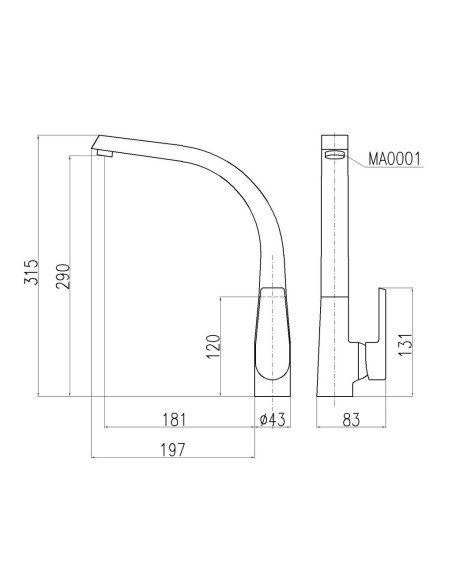 Смеситель для кухни - Barva Chrom,Rozměr 3/8''