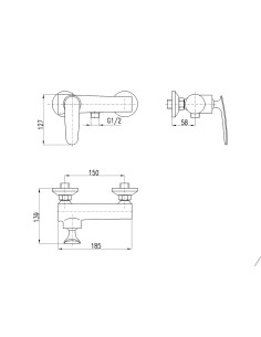 Смеситель для душа ТИГРИС ХРОМ - Barva Chrom,Rozměr 150 mm 2