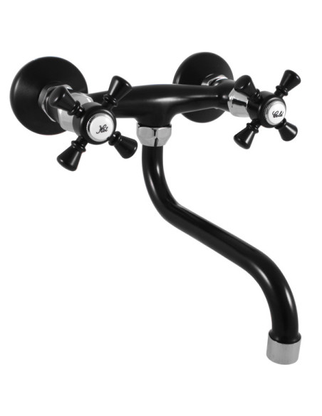 Смеситель для раковины МОРАВА  РЕТРО ЧЕРНЫЙ/ХРОМ - Barva černá matná/chrom,Rozměr 150 mm Смеситель для раковины МОРАВА  РЕТРО ЧЕРНЫЙ/ХРОМ - Barva černá matná/chrom,Rozměr 150 mm