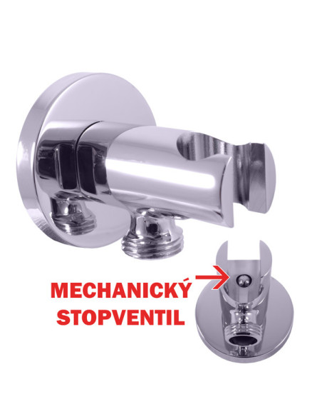 Держатель лейки с стоп вентилем - Barva chrom/kov Держатель лейки с стоп вентилем - Barva chrom/kov