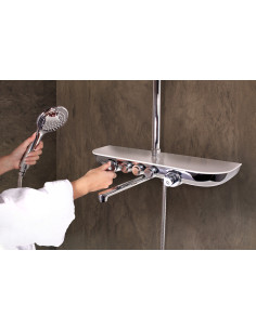 Смеситель для ванной/душа MURRAY NEW,стабильная штанга - Barva sklo/bílá/pevná tyč 2