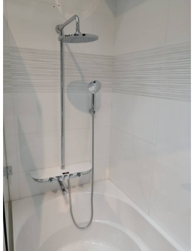 Смеситель для ванной/душа MURRAY NEW,стабильная штанга - Barva sklo/bílá/pevná tyč