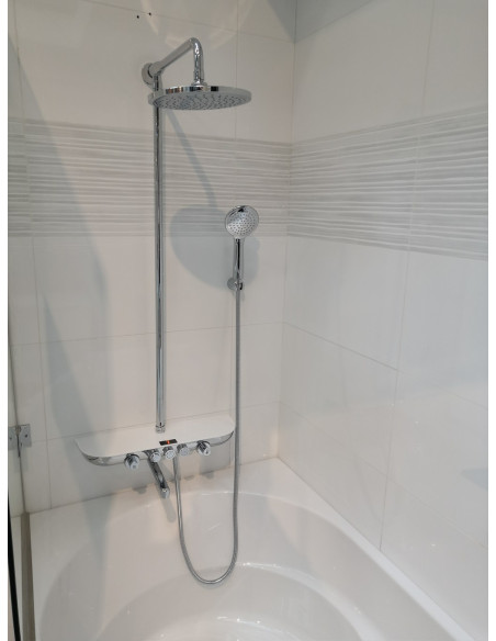 Смеситель для ванной/душа MURRAY NEW,телескопическая штанга - Barva sklo/bílá/teleskopická tyč