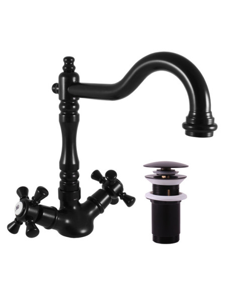 Смеситель для умывальника с  Click-Clack МОРАВА РЕТРО черный матный - Barva Černá matná,Rozměr 1/2'' Смеситель для умывальника с  Click-Clack МОРАВА РЕТРО черный матный - Barva Černá matná,Rozměr 1/2''