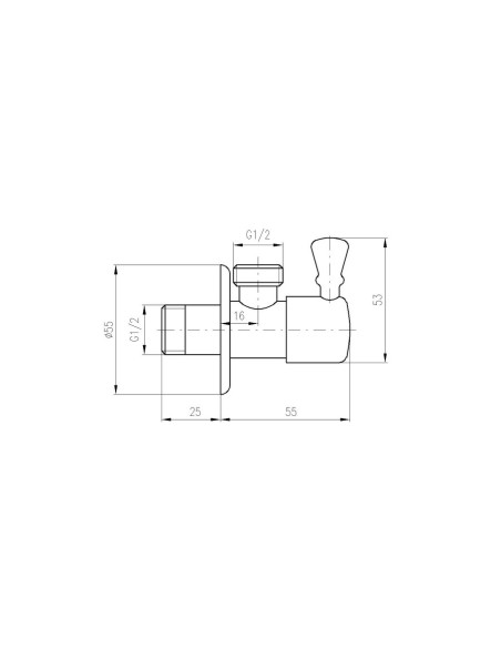 Вентиль угловой с керамической кран-буксой 1/2''x1/2''  ХРОМ - Barva Chrom