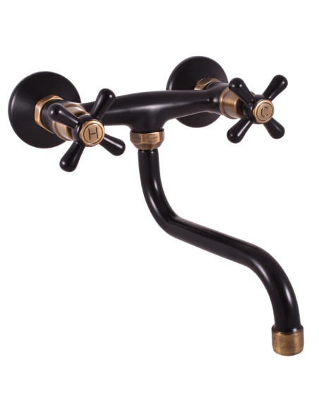 Настенный смеситель для умывальника  МОРАВА РЕТРО ЧЕРНЫЙ МАТОВЫЙ/БРОНЗА - Barva Černá matná/Stará mosaz (Bronz),Rozměr 100 mm Настенный смеситель для умывальника  МОРАВА РЕТРО ЧЕРНЫЙ МАТОВЫЙ/БРОНЗА - Barva Černá matná/Stará mosaz (Bronz),Rozměr 100 mm