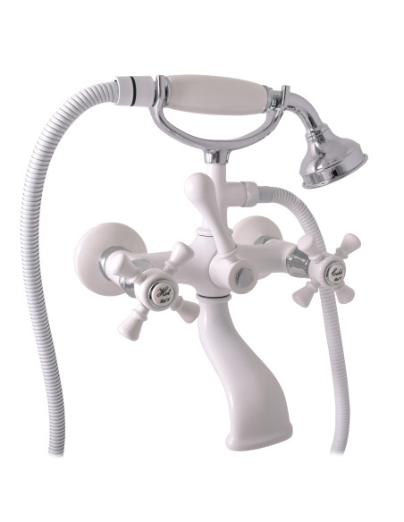 Смеситель классический для ванной МОРАВА РЕТРО БЕЛЫЙ/ХРОМ - Barva bílá lesklá/chrom,Rozměr 150 mm Смеситель классический для ванной МОРАВА РЕТРО БЕЛЫЙ/ХРОМ - Barva bílá lesklá/chrom,Rozměr 150 mm