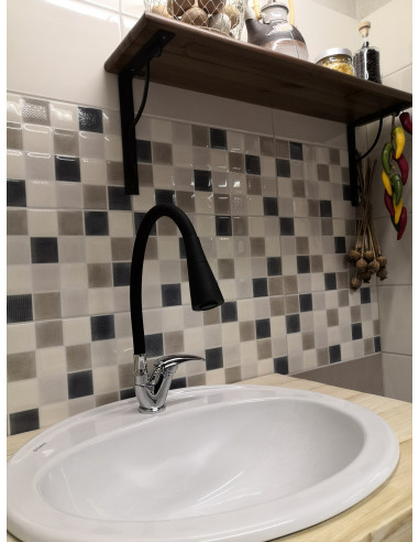 Смеситель кухонный с флексибильным изливом и душем САЗАВА - Barva chrom/černá,Rozměr 3/8'',Typ ručky SA506.0/13