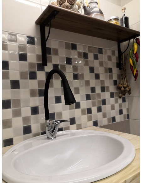 Смеситель кухонный с флексибильным изливом и душем САЗАВА - Barva chrom/černá,Rozměr 1/2'',Typ ručky SA006.5/13 Смеситель кухонный с флексибильным изливом и душем САЗАВА - Barva chrom/černá,Rozměr 1/2'',Typ ručky SA006.5/13