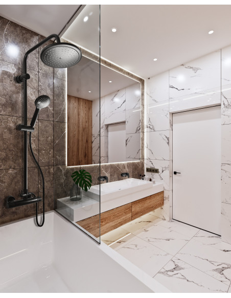 Смеситель для душа с верхним и ручным душем ТЕРМОСТАТИЧЕСКИЙ черный матовый - Barva Černá matná,Rozměr 150 mm