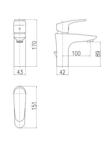 Смеситель для умывальника АМУР - Barva chrom - plastová výpusť,Rozměr 1/2''