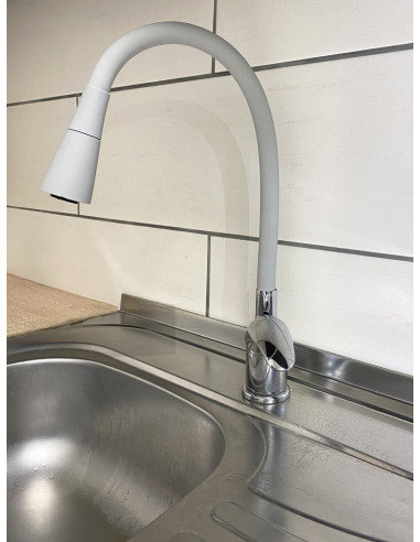 Смеситель кухонный с флексибильным изливом и душем САЗАВА - Barva chrom/šedá,Rozměr 3/8'',Typ ručky SA506.0/13S