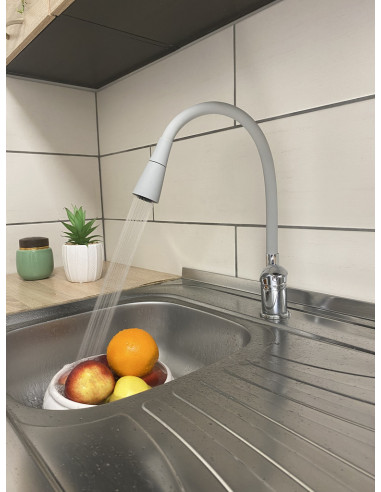 Смеситель кухонный с флексибильным изливом и душем САЗАВА - Barva chrom/šedá,Rozměr 1/2'',Typ ručky SA306.5/13S