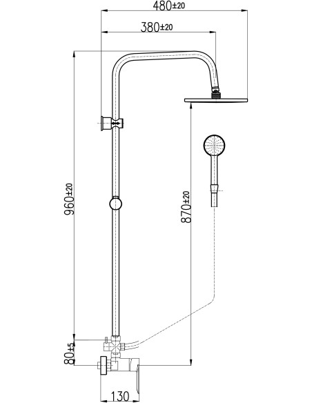Shower faucet with head and hand shower NIL - METAL GREY-brushed matt - Barva METAL GREY - kartáčovaná ,Rozměr 150 mm,Povrchová  Shower faucet with head and hand shower NIL - METAL GREY-brushed matt - Barva METAL GREY - kartáčovaná ,Rozměr 150 mm,Povrchová