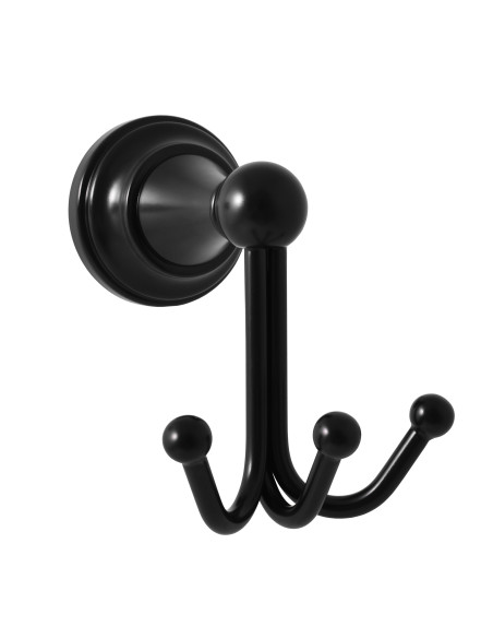 Крючок тройной ЧЁРНЫЙ МАТОВЫЙ Аксессуар для ванной МОРАВА РЕТРО  - Barva Černá matná Крючок тройной ЧЁРНЫЙ МАТОВЫЙ Аксессуар для ванной МОРАВА РЕТРО  - Barva Černá matná