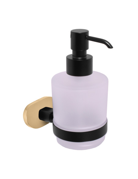 Настенный дозатор для жидкого мыла черный матовый/золото Аксессуар для ванной ЮКОН - Barva černá matná/zlato Настенный дозатор для жидкого мыла черный матовый/золото Аксессуар для ванной ЮКОН - Barva černá matná/zlato