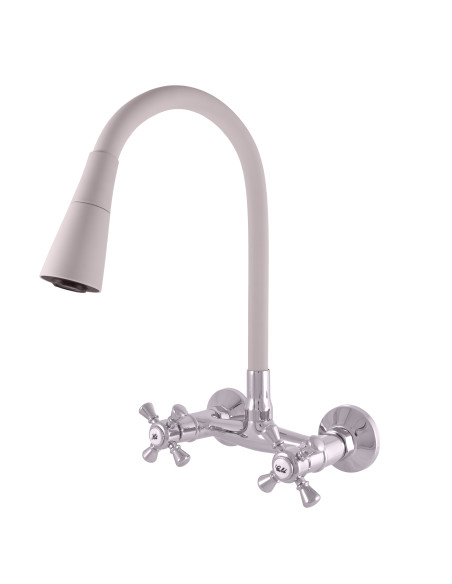 Настенный смеситель кухонный с гибким изливом и душем МОРАВА РЕТРО - Barva chrom/šedá,Rozměr 150 mm Настенный смеситель кухонный с гибким изливом и душем МОРАВА РЕТРО - Barva chrom/šedá,Rozměr 150 mm