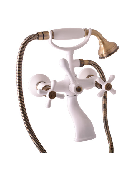 Смеситель для ванны  МОРАВА РЕТРО БЕЛЫЙ/БРОНЗА - Barva bílá/stará mosaz,Rozměr 150 mm Смеситель для ванны  МОРАВА РЕТРО БЕЛЫЙ/БРОНЗА - Barva bílá/stará mosaz,Rozměr 150 mm