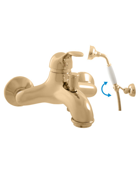 Смеситель для ванны c ручным душем ЛАБЭ ЗОЛОТО - Barva ZLATÁ - lesklá,Rozměr 150 mm Смеситель для ванны c ручным душем ЛАБЭ ЗОЛОТО - Barva ZLATÁ - lesklá,Rozměr 150 mm