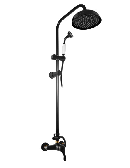 Смеситель для душа с душевым гарнитуром ЛАБЭ ЧЕРНЫЙ МАТОВЫЙ/ЗОЛОТО - Barva černá matná/zlato,Rozměr 150 mm Смеситель для душа с душевым гарнитуром ЛАБЭ ЧЕРНЫЙ МАТОВЫЙ/ЗОЛОТО - Barva černá matná/zlato,Rozměr 150 mm