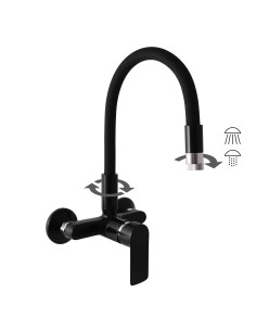 Смеситель кухонный с гибким изливом  и с душем КОЛОРАДО ЧЕРНЫЙ МАТОВЫЙ/ХРОМ - Barva černá matná/chrom,Rozměr 150 mm 2