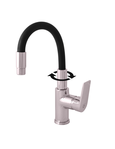 Смеситель для умывальника с гибким изливом КОЛОРАДО - Barva chrom/černá,Rozměr 3/8''