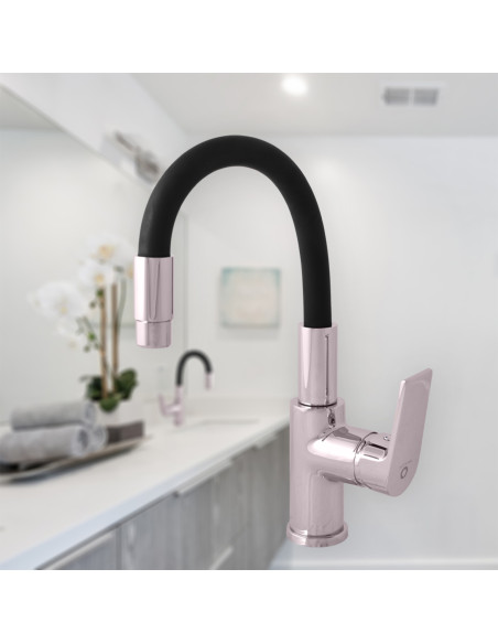 Смеситель для умывальника с гибким изливом КОЛОРАДО - Barva chrom/černá,Rozměr 1/2''