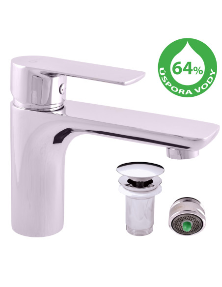 Водосберегающий смеситель для умывальника с донным клапаном VLTAVA ECO - Barva Chrom,Rozměr 1/2'' Водосберегающий смеситель для умывальника с донным клапаном VLTAVA ECO - Barva Chrom,Rozměr 1/2''