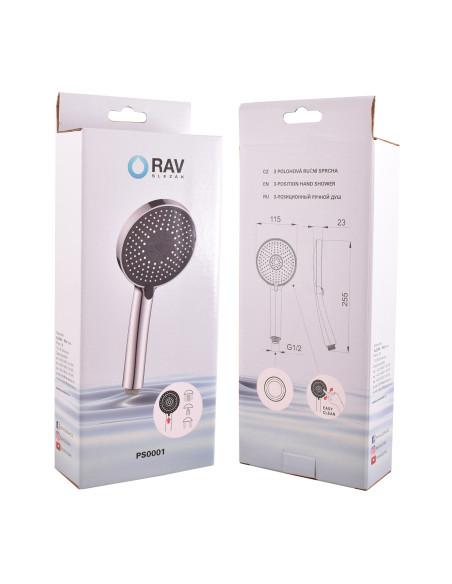 Ручной душ ø 115 mm - 3 функции, ХРОМ - Barva chrom/plast Ручной душ ø 115 mm - 3 функции, ХРОМ - Barva chrom/plast