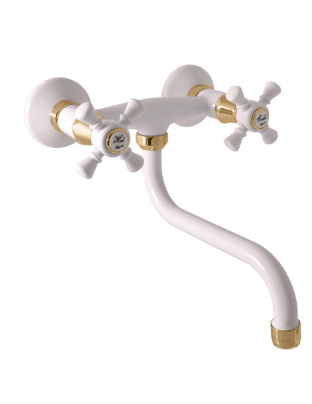 Смеситель для умывальника/раковины  MORAVA РЕТРО БЕЛЫЙ/ЗОЛОТО - t-id-4797 Смеситель для умывальника/раковины  MORAVA РЕТРО БЕЛЫЙ/ЗОЛОТО - t-id-4797