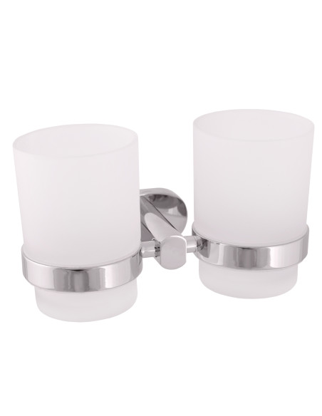 Двойной стакан для зубных щеток хром Аксессуар для ванной ЮКОН - Barva Chrom Двойной стакан для зубных щеток хром Аксессуар для ванной ЮКОН - Barva Chrom