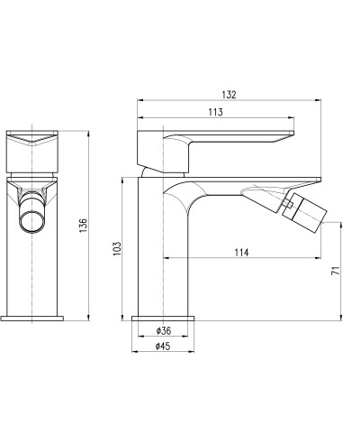Cмеситель для биде NIL РОЗОВОЕ ЗОЛОТО КРАЦОВАННЫЙ - Barva ZLATÁ RŮŽOVÁ - kartáčovaná ,Rozměr 3/8'',Povrchová úprava PVD