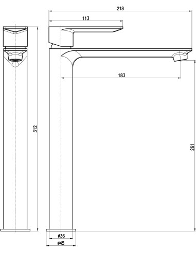 Cмеситель для умывальника, высокий NIL METAL GREY КРАЦОВАННЫЙ - Barva METAL GREY - kartáčovaná ,Rozměr 1/2''