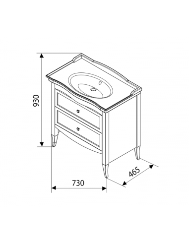 Retro dressing table 73x80x46.5 cm, dark beech, sink not included - 4