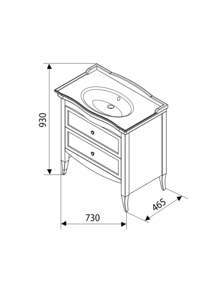 Retro dressing table 73x80x46.5 cm, dark beech, sink not included - 4