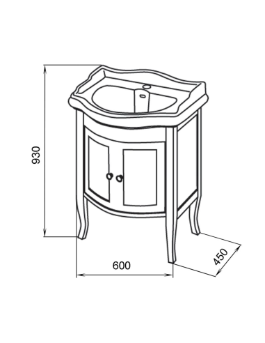 RETRO tualetes galdiņš 60x80x45cm, vecs balts, izlietne nav iekļauta - 5