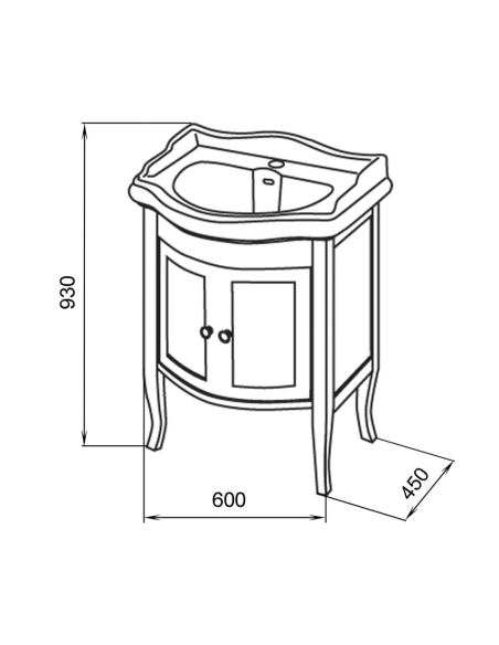 RETRO tualetes galdiņš 60x80x45cm, vecs balts, izlietne nav iekļauta - 5 RETRO tualetes galdiņš 60x80x45cm, vecs balts, izlietne nav iekļauta - 5