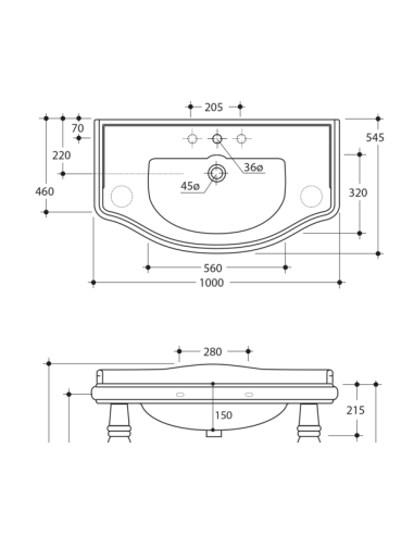 Bathroom furniture set Kerasan RETRO 7347+7345+1050 (walnut color). - 7