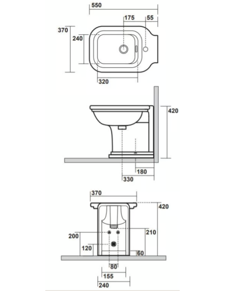 Kerasan wall-mounted bidet with overflow ring Waldorf 4125 - 11 Kerasan wall-mounted bidet with overflow ring Waldorf 4125 - 11