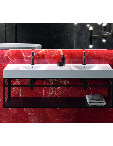 Раковина Kerasan 3536 01 Cento двойная 140х45 см, подвесная с 1 отв. на каждой раковине под смеситель, белая - 5